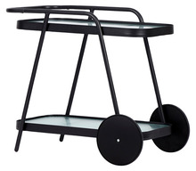 Serveringsvogn i aluminium og glas